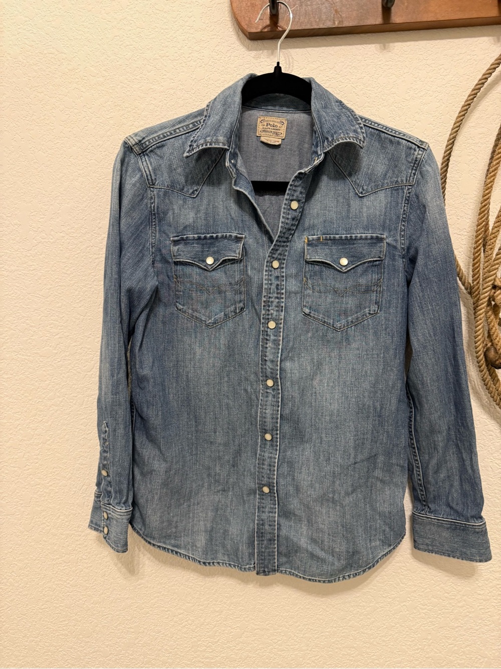 Polo by Ralph Lauren Faded Blue Denim Western Shirt